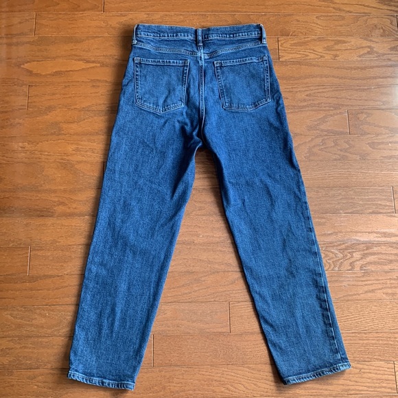 Old Navy Extra High Rise Sky-Hi Straight Jean Button Fly Blue Denim Size 8 - Picture 5 of 8
